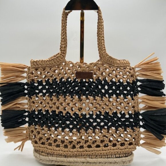 ELLE Raffia Crochet Tote Bag - Picture 1 of 6